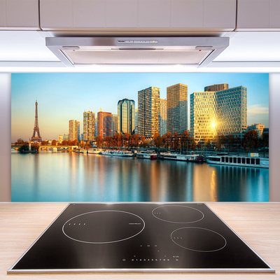 Spatscherm keuken glas City sea houses paris