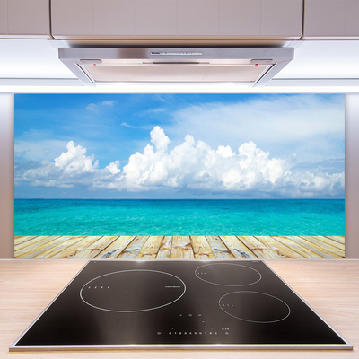 Spatscherm keuken glas Zee wolken pier landschap