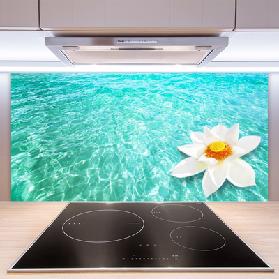 Spatscherm keuken glas Water bloem kunst