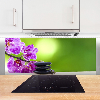 Spatscherm keuken glas Groene orchideeën bloemen