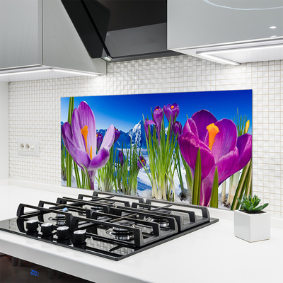 Spatscherm keuken glas Bloemen plantaardige aard