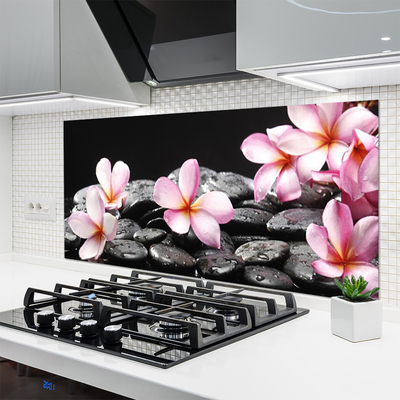 Spatscherm keuken glas Bloem plumeria op de muur