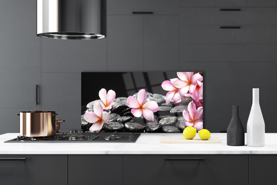 Spatscherm keuken glas Bloem plumeria op de muur