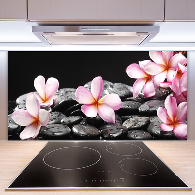 Spatscherm keuken glas Bloem plumeria op de muur