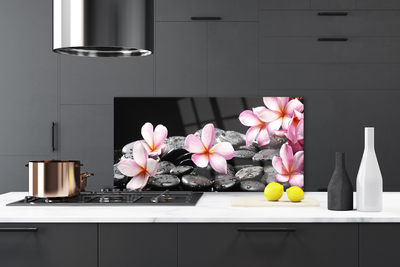 Spatscherm keuken glas Bloem plumeria op de muur