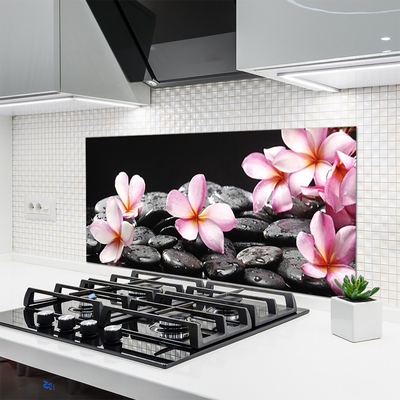 Spatscherm keuken glas Bloem plumeria op de muur