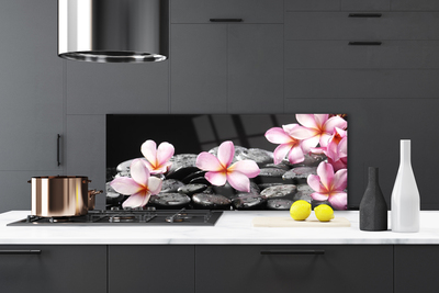 Spatscherm keuken glas Bloem plumeria op de muur