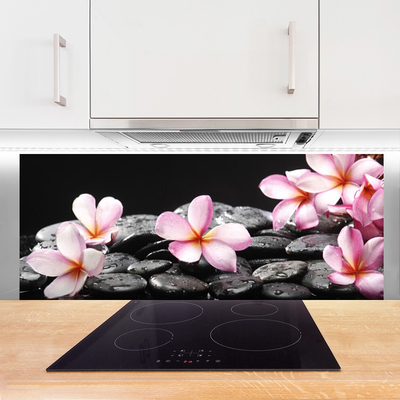 Spatscherm keuken glas Bloem plumeria op de muur