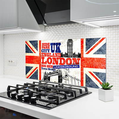 Spatscherm keuken glas Vlag van londen van kunst