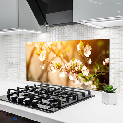 Spatscherm keuken glas Bloemen plantaardige aard