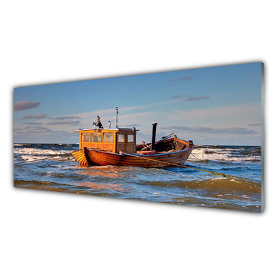 Spatscherm keuken glas Boot zee landschap