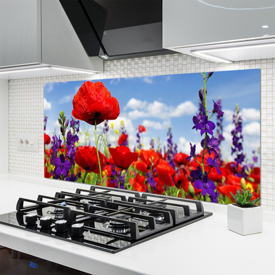 Spatscherm keuken glas Bloemen plantaardige aard