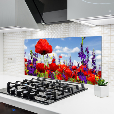 Spatscherm keuken glas Bloemen plantaardige aard