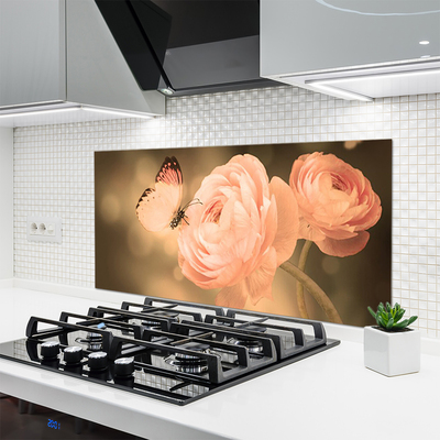 Spatscherm keuken glas Butterfly roses nature