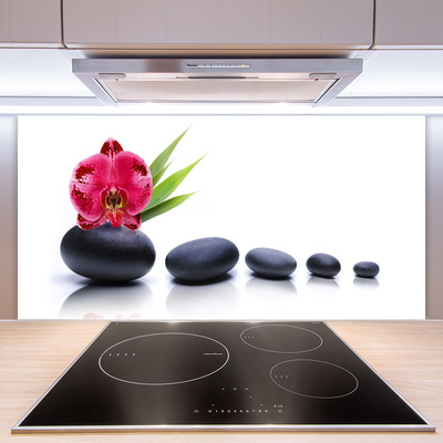 Spatscherm keuken glas Orchid flower grafisch