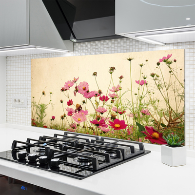 Spatscherm keuken glas Bloemen plantaardige aard