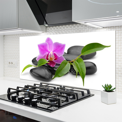 Spatscherm keuken glas Orchidee bloem kunst