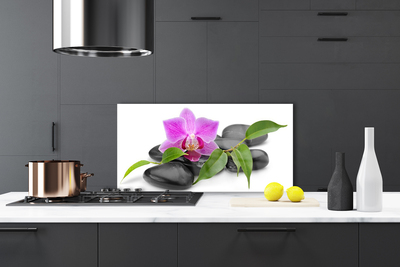 Spatscherm keuken glas Orchidee bloem kunst