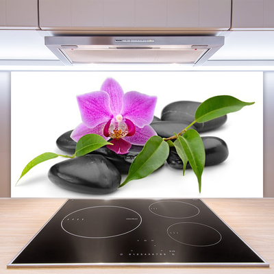 Spatscherm keuken glas Orchidee bloem kunst