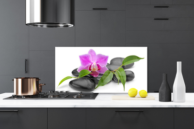 Spatscherm keuken glas Orchidee bloem kunst