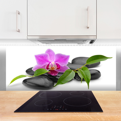 Spatscherm keuken glas Orchidee bloem kunst