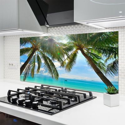 Spatscherm keuken glas Palmboom zee landschap