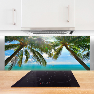 Spatscherm keuken glas Palmboom zee landschap