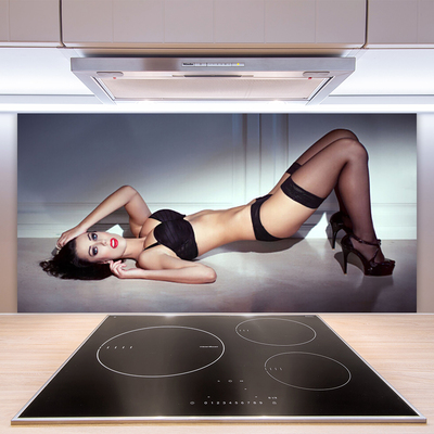 Spatscherm keuken glas Sexy erotica vrouw