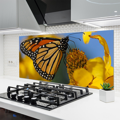 Spatscherm keuken glas Butterfly flower nature