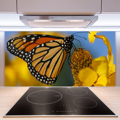 Spatscherm keuken glas Butterfly flower nature