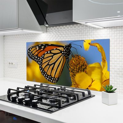 Spatscherm keuken glas Butterfly flower nature