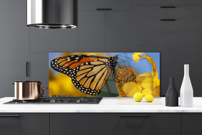 Spatscherm keuken glas Butterfly flower nature