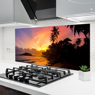 Spatscherm keuken glas Sea sun palm landscape