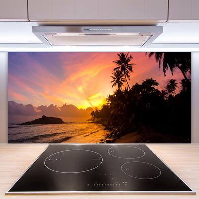 Spatscherm keuken glas Sea sun palm landscape