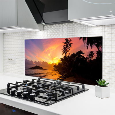 Spatscherm keuken glas Sea sun palm landscape