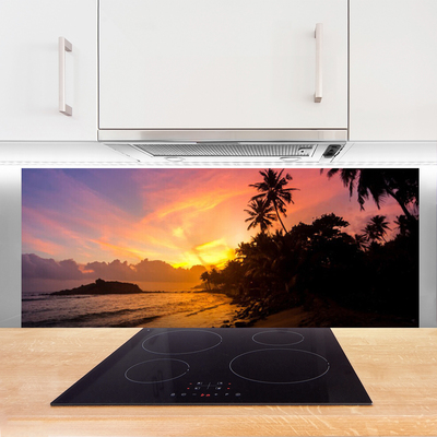 Spatscherm keuken glas Sea sun palm landscape