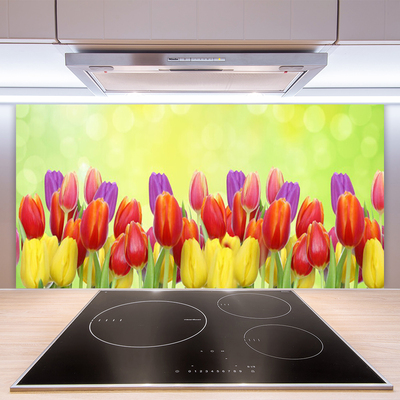 Spatscherm keuken glas Tulpen bloemen plant