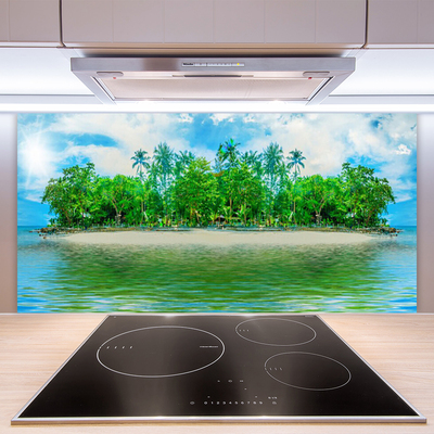 Spatscherm keuken glas Sea island landschap