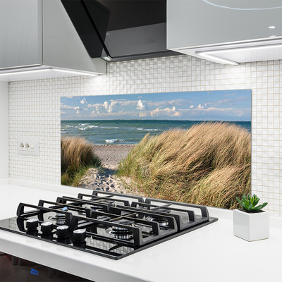 Moderne keuken achterwand Strand zee gras landschap