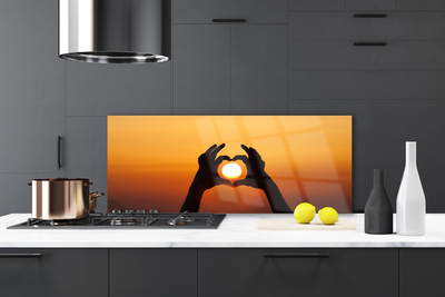 Moderne keuken achterwand Handen van hart sun love