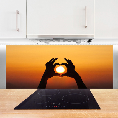 Moderne keuken achterwand Handen van hart sun love