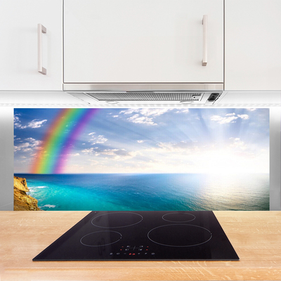 Moderne keuken achterwand Regenboog ons bij het overzeese landschap