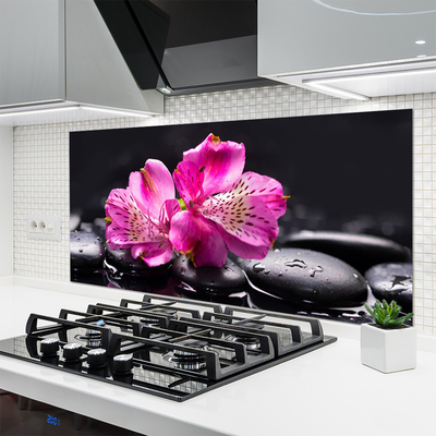 Moderne keuken achterwand Zen spa stenen bloemen