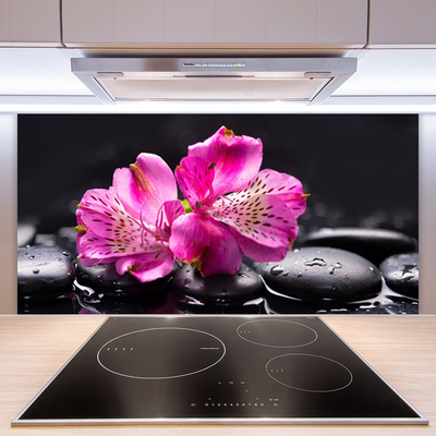 Moderne keuken achterwand Zen spa stenen bloemen