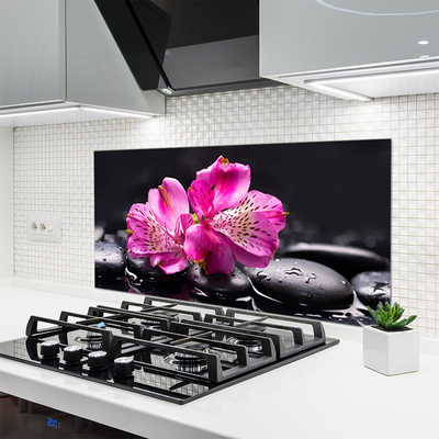 Moderne keuken achterwand Zen spa stenen bloemen