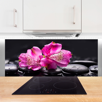 Moderne keuken achterwand Zen spa stenen bloemen