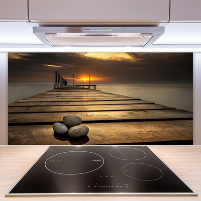 Moderne keuken achterwand Zee pier zonsondergang