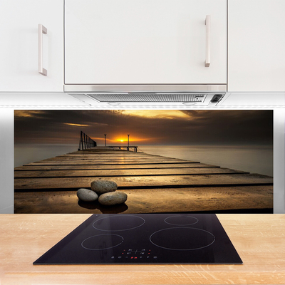 Moderne keuken achterwand Zee pier zonsondergang