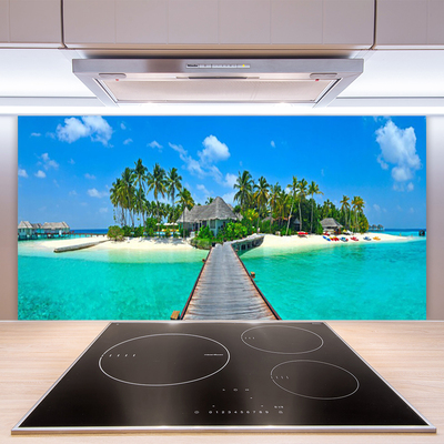 Spatplaat keuken glas Tropisch palm beach