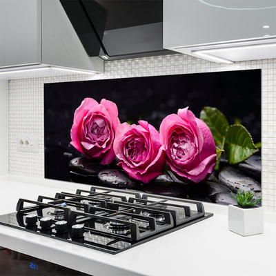 Spatplaat keuken glas Roses stones zen spa nature